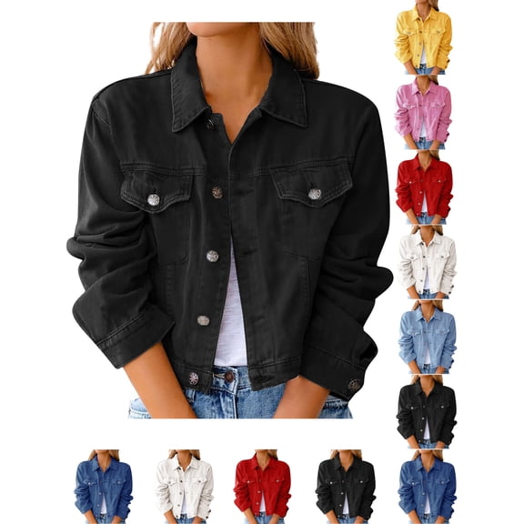 Women's Denim Jackets Casual Durable Long Sleeve Cardigan Pocket Coat Top Jackets Casual Outerwear For Women Street Style