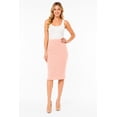 thumbnail image 1 of Women's Casual Elastic Band High Waist Stretch Office Work Solid Midi Skirt Peach M, 1 of 6