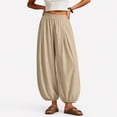 thumbnail image 1 of Women's Casual Elastic High Waisted Boho Harem Pants.Baggy Balloon Pants,Barrel Pants with Pockets,Comfortable,Lounge,Yoga,Travel,Vacation Outfits,Lightweight Beach Pants, 1 of 7