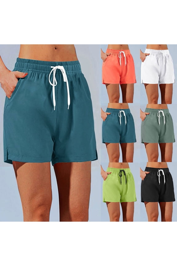 Women's Casual Elastic Waist Cargo Shorts, Nylon Spandex Soft Fabric, Loose Fit Functional Pockets, Mid Waist Tummy Control Stretch, Lightweight Quick Dry, for Everyday Walking,
