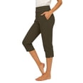 thumbnail image 1 of Women's Casual Elastic Waist Straight Leg Cropped Pants with Pockets, 1 of 8