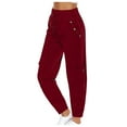 thumbnail image 1 of Women's Casual Elastic Waist Straight Leg Wide Pants with Pockets for Outdoor and Everyday Wear, 1 of 6