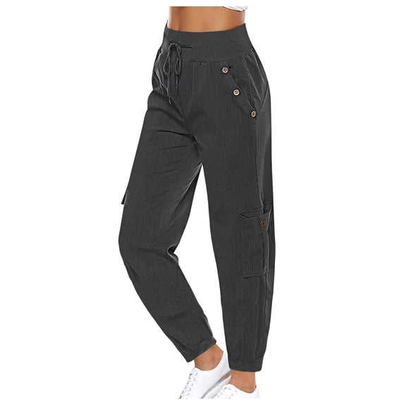 Women's Casual Elastic Waist Straight Leg Wide Pants with Pockets for Outdoor and Everyday Wear