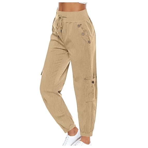Women's Casual Elastic Waist Straight Leg Wide Pants with Pockets for Outdoor and Everyday Wear