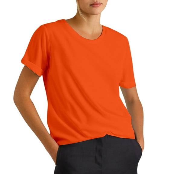 Women's Casual Everyday T-Shirt Comfortable Round Neck Short Sleeve Top Versatile Basic Tee Ideal for Daily Wear Women's Crew Neck Shirt Basic Short Sleeves Summer T Shirt Tops