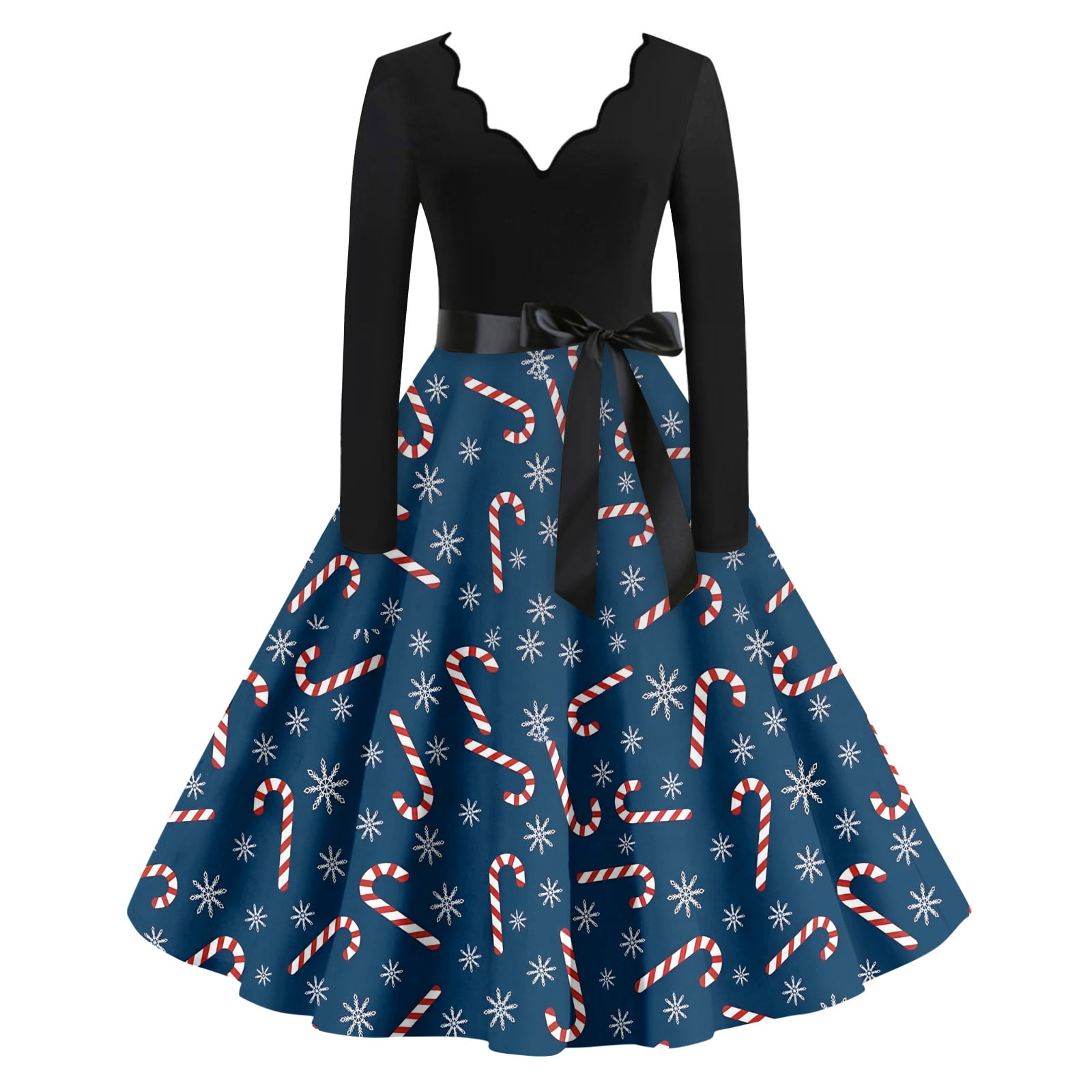 Women's Casual Fashion Christmas Holiday Print V-Neck Vintage Dress, Holiday  Print, Retro Style, Party Wear, Casual Dress, Festive, Comfort,Royal Blue,M  - Walmart.com