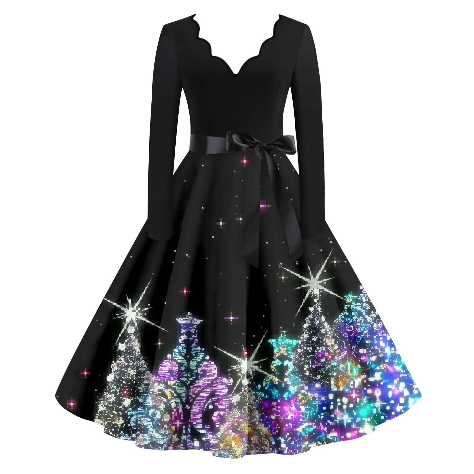 Vintage Christmas Dresses In Turquoise Women's Casual Fashion Christmas Holiday Print V-Neck Vintage Vintage Christmas Dresses In Turquoise Women's Casual Fashion Christmas Holiday Print V-Neck Vintage
