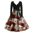 thumbnail image 1 of Women's Casual Fashion Christmas Holiday Print V-neck Vintage Dress for Retro Style and Party Occasions, Comfortable Women's Long Sleeve Holiday Dress,White,M, 1 of 3