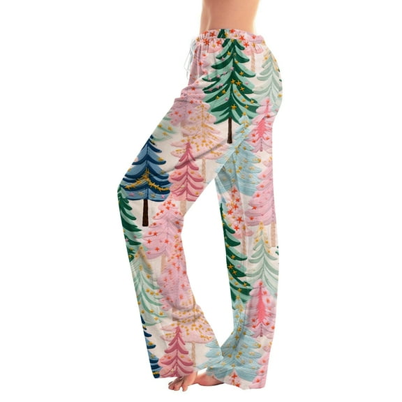 Women's Casual Fashion Christmas Pajama Pants, Long Sleepwear Trousers for Sports and Home Use, Comfortable and Soft Material for Nightwear and Lounging,Light pink,2XL