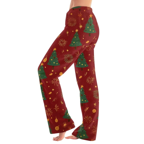Women's Casual Fashion Christmas Pajama Pants, Long Sleepwear Trousers for Sports and Home Use, Comfortable and Soft Material for Nightwear and Lounging,Red,3XL