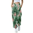 thumbnail image 1 of Women's Casual Fashion Christmas Print Sweatpants with Drawstring Waistband and Cuffed Legs, Comfortable Long Pants for Sports and Home Wear, Elastic Waist for Easy Fit,Dark Green,M, 1 of 5
