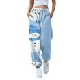thumbnail image 1 of Women's Casual Fashion Christmas Print Sweatpants, Long Casual Pants with Drawstring Waist for Sports and Home Wear, Comfortable Material,Light Blue,XL, 1 of 6