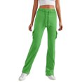 thumbnail image 1 of Women's Casual Fashion Elastic Waist Button Four Pockets Drawstring Yoga Wide Leg Pants, Athletic Lounge Pants for Women, Comfort Fit Trousers,Mint Green,M, 1 of 6