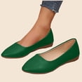 thumbnail image 1 of Women's Casual Fashion Flats with Pointed Toe, Breathable Faux Leather, Low Wedge Heel, Easy-On Slip-On Shoes Green, 1 of 9