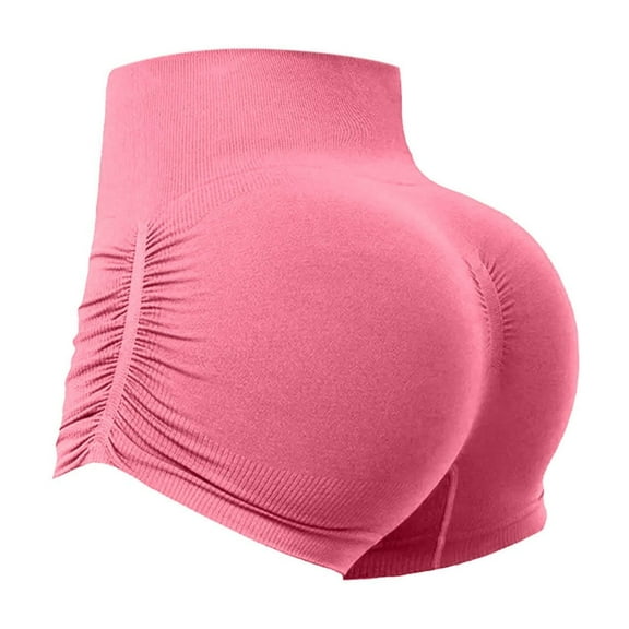 Women's Casual Fashion Gym Shorts Tight Lifting Workout Shorts Seamless Yoga Shorts(L, Pink)