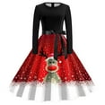 thumbnail image 1 of Women's Casual Fashion Long Sleeve Christmas Graphic Printed Vintage Dress with Round Neck for Retro Style and Holiday Occasions, Perfect for Women's Everyday Fashion,Red,5XL, 1 of 6