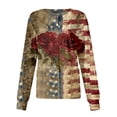 thumbnail image 1 of Women's Casual Fashion Long-Sleeve Stand-Up Collar Single-Button Independence Day Print Workwear Jacket Wine M, 1 of 5