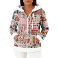thumbnail image 1 of Women's Casual Fashion Long-Sleeve Zip-Up Fleece Hooded Cardigan with Christmas Print, Cozy and Warm for Winter Season,Light pink,S, 1 of 5