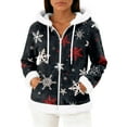 thumbnail image 1 of Women's Casual Fashion Long-Sleeve Zip-Up Fleece Hooded Cardigan with Christmas Print, Cozy and Warm for Winter Season,Navy,M, 1 of 5
