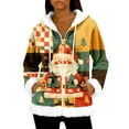 thumbnail image 1 of Women's Casual Fashion Long-Sleeve Zip-Up Fleece Hooded Cardigan with Christmas Print, Cozy and Warm for Winter Season,Yellow,XL, 1 of 8