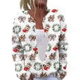 thumbnail image 1 of Women's Casual Fashion Long-Sleeved Top Christmas Print Cardigan with Button-Front for Holiday and Everyday Casual Wear,White,S, 1 of 6