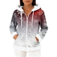 thumbnail image 1 of Women's Casual Fashion Long-Sleeved Zip-Up Fleece Hooded Cardigan with Christmas Snowflake Print for Women's Casual Fashion and Apparel,Gray,XL, 1 of 4