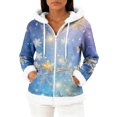 thumbnail image 1 of Women's Casual Fashion Long-Sleeved Zip-Up Fleece Hooded Cardigan with Christmas Snowflake Print for Women's Casual Fashion and Apparel,Purple Pink,M, 1 of 4