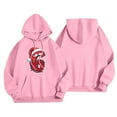 thumbnail image 1 of Women's Casual Fashion Outfit Sweatsuit Printed Long Sleeved Casual Hooded Sweatshirt, Christmas Design Loose Fit Pullover, Comfortable Holiday Wear,Pink,S, 1 of 4