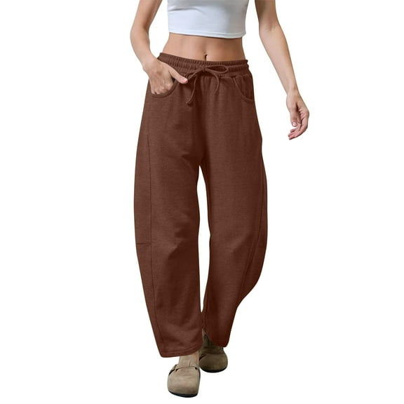 Women's Casual Fashion Pocket Cuff Sweatpants Trousers for Everyday Comfort and Stylish Lounge Wear,Coffee,S