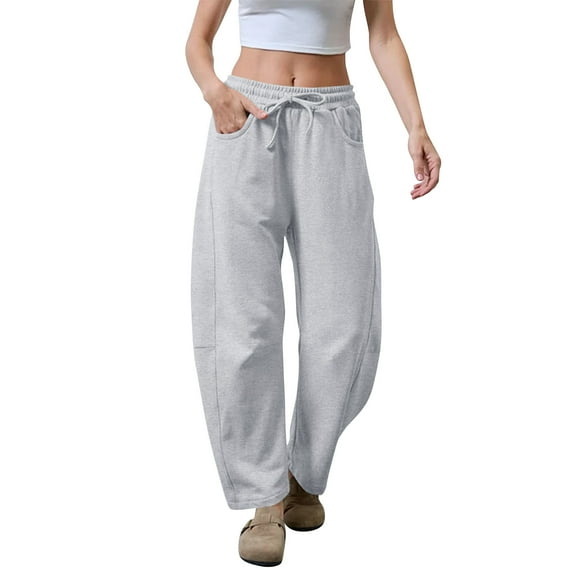 Women's Casual Fashion Pocket Cuff Sweatpants Trousers for Everyday Comfort and Stylish Lounge Wear,Light Gray,S