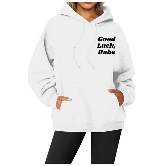 Women's Casual Fashion Print Hooded Sweatshirt Long Sleeve Comfortable Pullover Top with Pocket Stylish Streetwear