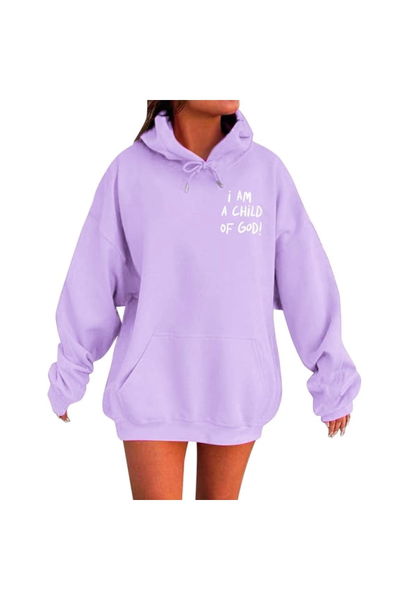 Women's Casual Fashion Print Hooded Sweatshirt Long Sleeve Pocket Top Comfortable Pullover