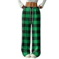 thumbnail image 1 of Women's Casual Fashion Printed Elastic Waist Loose Straight Leg Pants with Rope for Cozy and Stylish Home and Outdoor Wear,Dark Green,S, 1 of 3