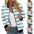 thumbnail image 1 of Women's Casual Fashion Printed Pocket Zippered Coat Jacket Outerwear, Long Sleeve Loose Fit Windproof, Spring Fall Winter Style | CSEONE,Sky Blue XL, 1 of 7