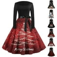 thumbnail image 1 of Women's Casual Fashion Printed Retro Square Neck Long Sleeve Dress with Merry Christmas AI Design, Fall and Winter Dress for Holiday Events and Daily Comfort,Vermilion,3XL, 1 of 4