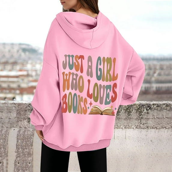 Women's Casual Fashion Reading Letters Printed Long Sleeved Hooded Sweatshirt Womens Zip up Jacket Figs Scrub Jacket Women Small Jacket Winter Top Zipper Jacket Women Fuzzy Jackets Women Zip up Basin