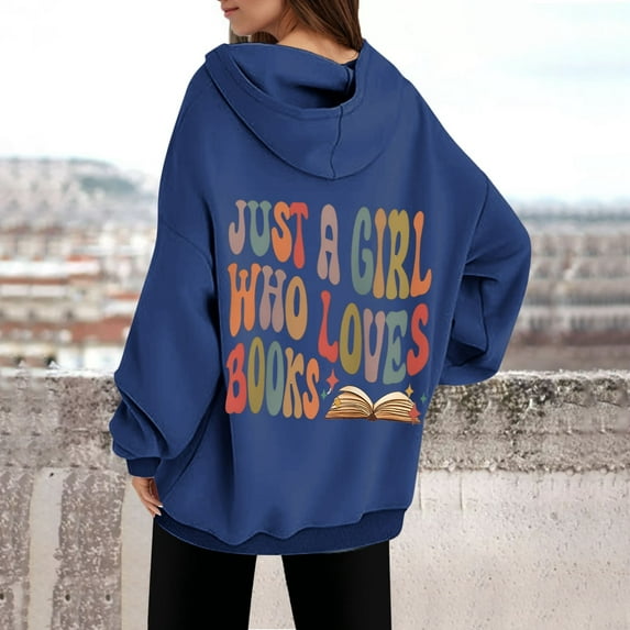 Women's Casual Fashion Reading Letters Printed Long Sleeved Hooded Sweatshirt Womens Zip up Jacket Figs Scrub Jacket Women Small Jacket Winter Top Zipper Jacket Women Fuzzy Jackets Women Zip up Basin