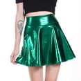 thumbnail image 1 of Women's Casual Fashion Shiny Metallic Flared Pleated A-Line Mini Skirt plus Size Midi Skirt Swim Skirt Bottoms for Women Satin Skirt Metallic Skirt And Top Crib Bed Skirts Wrap Midi Skirt Jean Skirt, 1 of 5