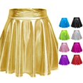 thumbnail image 1 of Women's Casual Fashion Shiny Metallic Flared Pleated A-Line Skirt Tennis Skirt for Women, 1 of 9