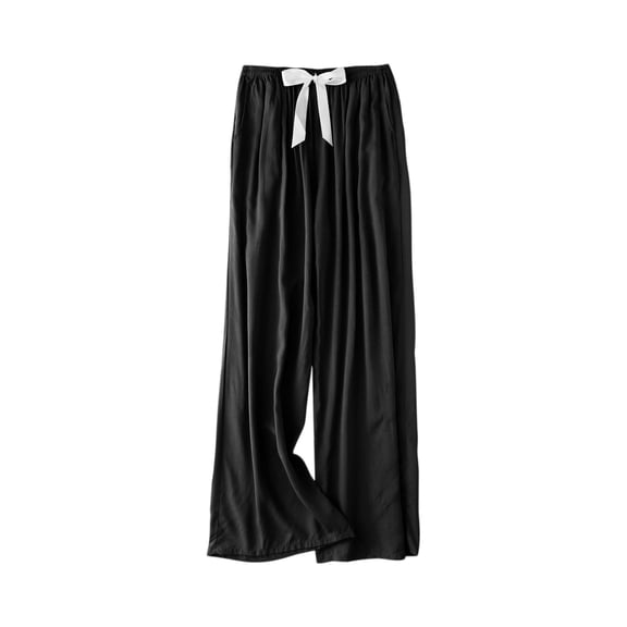 Women's Casual Fashion Sleep Pants Loungewear Pants Wearable As Outerwear High-Waisted Pants with Solid Color for Relaxed and Stylish Use,Black,One Size