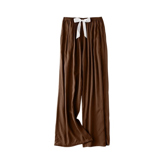 Women's Casual Fashion Sleep Pants Loungewear Pants Wearable As Outerwear High-Waisted Pants with Solid Color for Relaxed and Stylish Use,Coffee,One Size