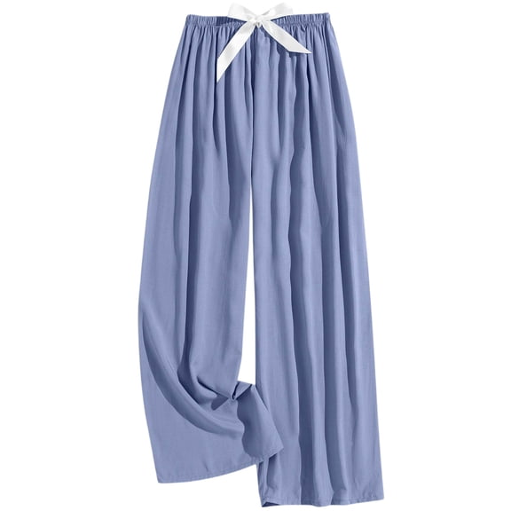Women's Casual Fashion Sleep Pants Loungewear Pants Wearable As Outerwear High-Waisted Pants with Solid Color for Versatile and Comfortable Wear,Blue,One Size