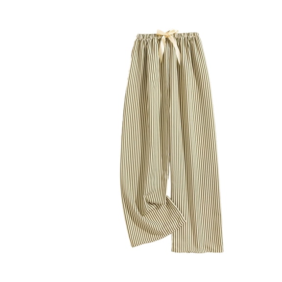 Women's Casual Fashion Sleep Pants Striped Loungewear Pants Wearable As Outerwear High-Waisted Pants for Comfortable and Stylish Home and Outdoor Wear,Green,One Size