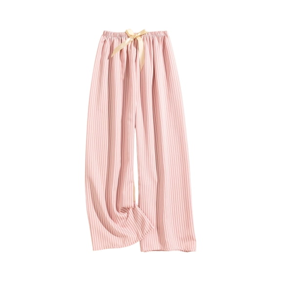 Women's Casual Fashion Sleep Pants Striped Loungewear Pants Wearable As Outerwear High-Waisted Pants for Comfortable and Stylish Home and Outdoor Wear,Pink,One Size