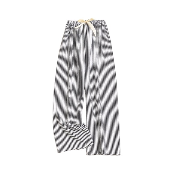 Women's Casual Fashion Sleep Pants Striped Loungewear Pants Wearable As Outerwear High-Waisted Pants for Comfortable and Stylish Home and Outdoor Wear,White,One Size