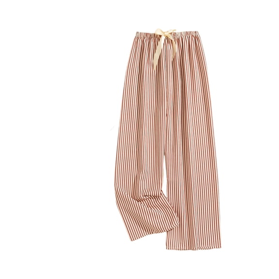 Women's Casual Fashion Sleep Pants Striped Loungewear Pants Wearable As Outerwear High-Waisted Pants for Comfortable and Stylish Home and Outdoor Wear,Wine,One Size