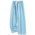 thumbnail image 1 of Women's Casual Fashion Sleep Pants Striped Loungewear Pants Wearable As Outerwear High-Waisted Pants for Modern and Comfortable Lifestyle,Blue,One Size, 1 of 4