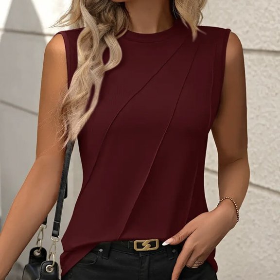 Women's Casual Fashion Sleeveless Vest Elegant Cute Summer Solid Color T Shirt Fashion Tops Sheer Bodysuit High Neck Top Women Slim Fit Women 4x Undershirt Sleeping Top Fitted Camisole Women 5x Tops