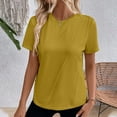 thumbnail image 1 of Women's Casual Fashion Solid Color Crew Neck Short Sleeve Pullover T Shirt For Casual Occasions, 1 of 5
