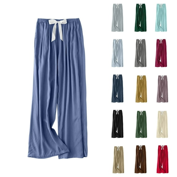 Women's Casual Fashion Solid-Color High-Waisted Sleep Pants Loungewear Wearable As Outerwear, Dark Green